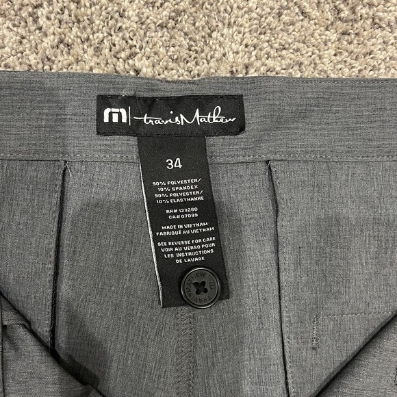 Travis Mathew Stretch Golf Shorts Mens Sz 34 Dark Charcoal Gray Pinstriped - Picture 4 of 8